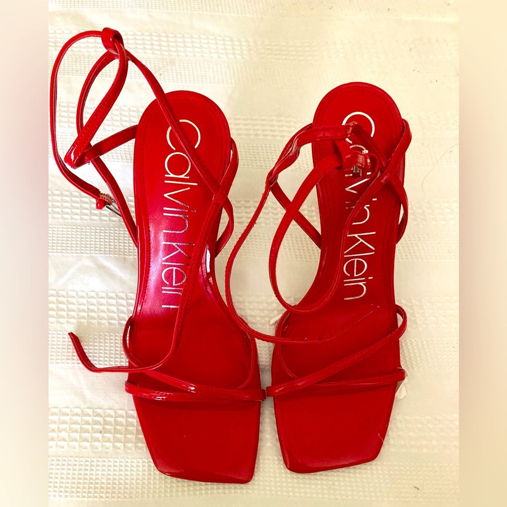 Red Calvin Klein Strap Heels